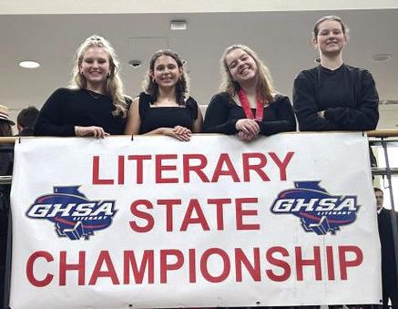 Gracie Vandiver, Lillian Garcia, Emilia Viscarra and Rylee Oyler at the state literary meet. CONTRIBUTED