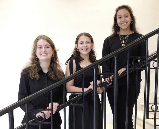 Lillian Garcia, Jennifer Mejia and Jewell Morrison placed third in state for girls’ vocal trio. CONTRIBUTED