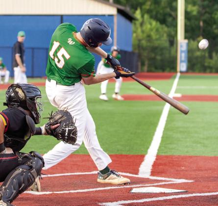 Wild Things first baseman Harris Bachelder makes a hit at bat during the June 22 game. SKYLA MORRIS/Staff