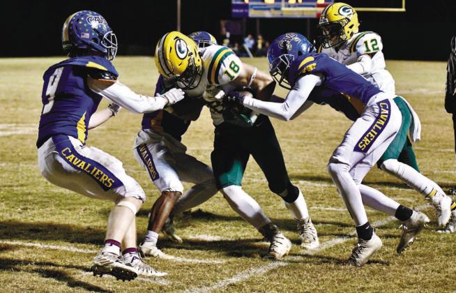 Dylan Sinclair (18) scored an important touchdown in Gatewood’s 38-27 playoff victory over Augusta Prep Day High School Nov. 18, in Augusta. DAWN SINCLAIR/Contributed