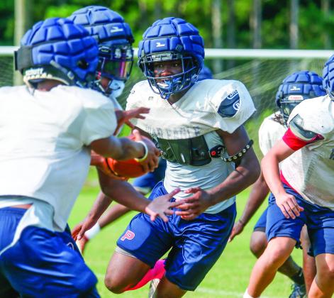 Putnam County senior Bryson Brown will play on both sides of the ball this season, lining up at tight end and defensive end. LANCE McCURLEY/Staff