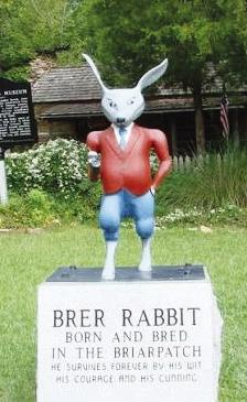 Brer Rabbit, Joel Chandler Harris’ most famous character, stands watch over the unique Uncle Remus Museum in Eatonton. CONTRIBUTED