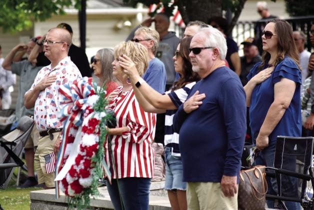The Memorial Day event was opened by the presentation of colors. Audience members placed hands over hearts during the presentation. T. Michael Stone/Staff