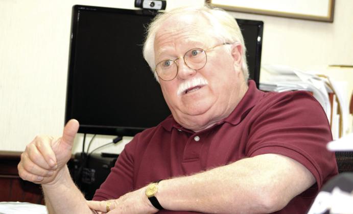 Putnam County Sheriff Howard Sills discusses the Dermond case with reporters recently in his office. LYNN HOBBS/Staff