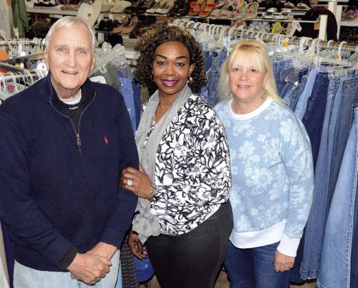 L-R: Putnam Christian Outreach Chairman Rex Corlett, new Executive Director Katrina Redd and PCO Thrift Store Supervisor Victoria Morgan maintain a clean, well-organized outlet for Putnam County bargain hunters. IAN TOCHER/Staff