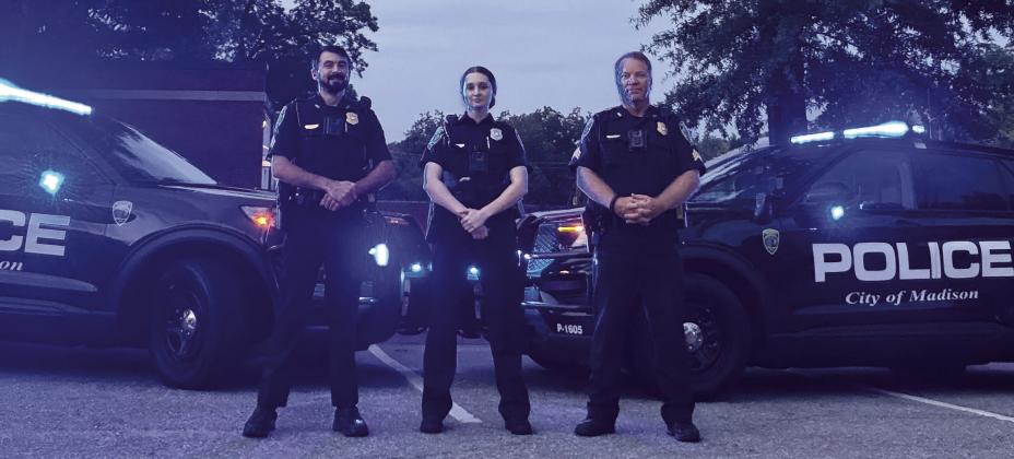 Sgt. Stacey Eaton (left) will coordinate the city’s new traffic safety initiative along with the rest of the city police department including Officer Darby Dulaney and Sgt. Travis Stubbs. CONTRIBUTED