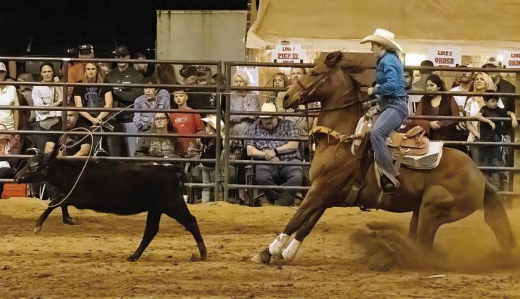 One of the riders trying to rope a calf. (LEIGH LOFGREN/Staff)