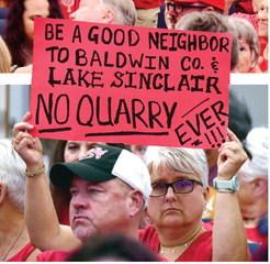 Protesters from neighboring areas showed up to oppose rezoning the proposed quarry site alongside Putnam County’s Dennis Station Road. IAN TOCHER/Staff