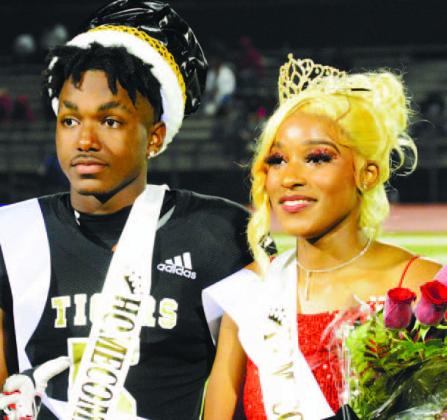 Seniors Arkiyus Wright and Sariah Armour were recognized as Greene County’s homecoming king and queen during halftime of last Friday’s football game. BRENDAN KOERNER/Staff