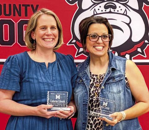 MCES Teacher of the Year: Kathi Edwards (left) Support Person of the Year: Kayla Turner. SKYLA MORRIS/Staff
