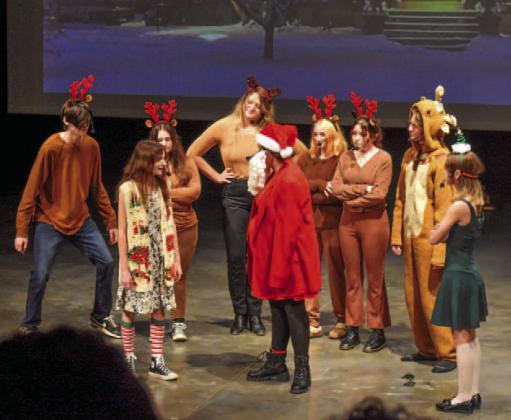 Drama students perform a skit named “Grandma Got Beat Up by a Reindeer.”