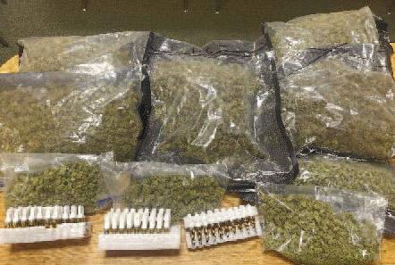 A man arrested following a traffic stop had 7 pounds of marijuana and dozens of vape cartridges containing THC in his car. CONTRIBUTED