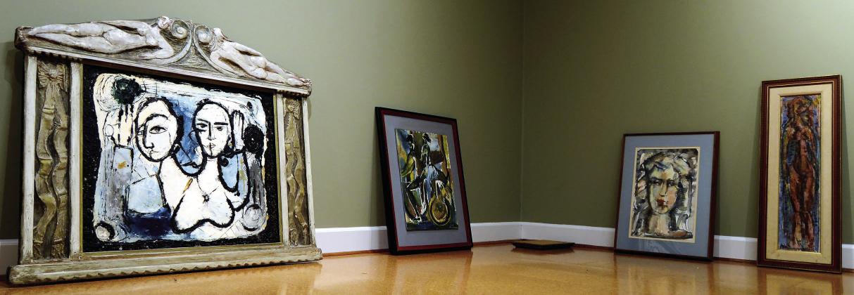 Even the picture frames are Steffen Thomas works of art in some cases (left). Each of these pieces from the Dick and Marge Lowrance collection will be carefully hung and displayed at STM as part of the new Peace in Our Time exhibit.