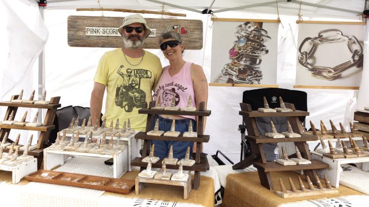 Mike and Amie, owners and crafters from Pink Scorpion.  LEIGH LOFGREN/Staff