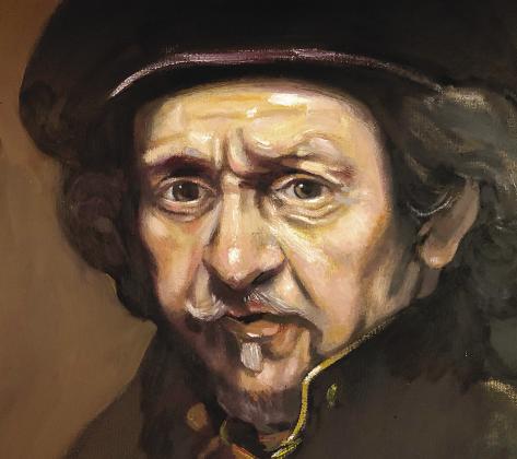 Rembrandt Self-Portrait, After Rembrandt by Chris Cook. His facial portraits were inspired by teaching himself how to oil paint. CONTRIBUTED