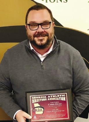 Ingle was recently presented with awards for being the GHSA Class A Division II Region 8 Athletic Director of the Year as well as the GHSA Class A Division II State Athletic Director of the Year.