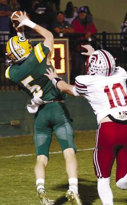 On an outstanding pass from quarterback Ames Johnson early in the second quarter, Gatewood’s Blake Callaway made an equally impressive catch to come down in the end zone for a touchdown. IAN TOCHER/Staff
