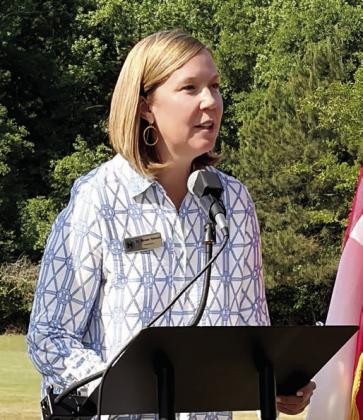 MCCS Superintendent Dr. Susan Stancil addresses the crowd at the groundbreaking ceremony. SKYLA MORRIS/Staff