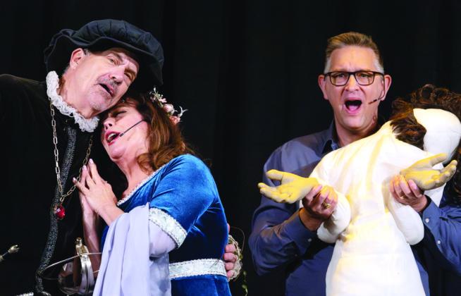 Hamlet (Art Shutt), Orphelia (Rusty Faulk), and the Ghost (Brandon Groome) in “I Hate Shakespeare!” LEIGH LOFGREN/Staff