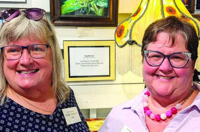 Artist Debbie Anderson (left) submitted her artwork “Potential,” inspired by author Ginger Crosswhite’s “Sunflower,” a haiku style poem. CONTRIBUTED