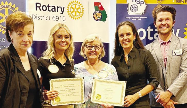 From L-R: Mylee Mangum, Erin Harvey, Libby Haley, Shannon Harvey, and Rotarian Dr. Tyler Franks. CONTRIBUTED