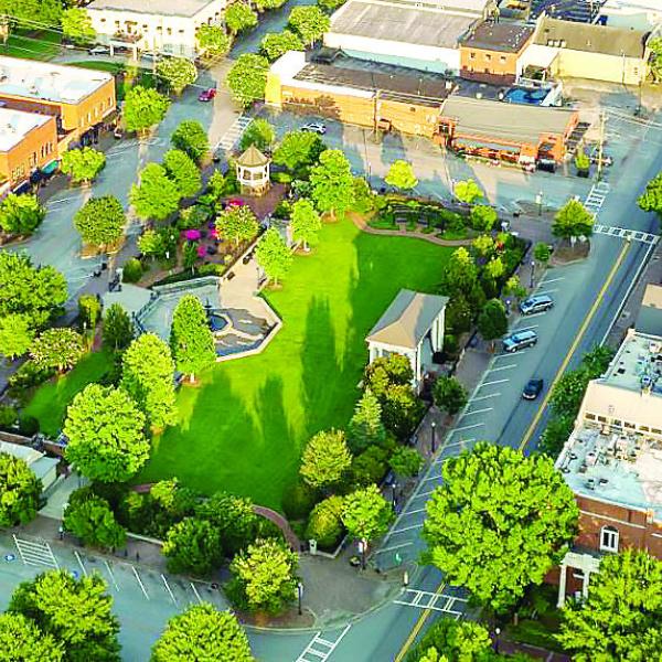 The Madison Morgan County Convention & Visitors Bureau boasts of $65.3 million in visitor spending last year. Above is an aerial photo of Madison’s Town Park from the city’s website. CONTRIBUTED