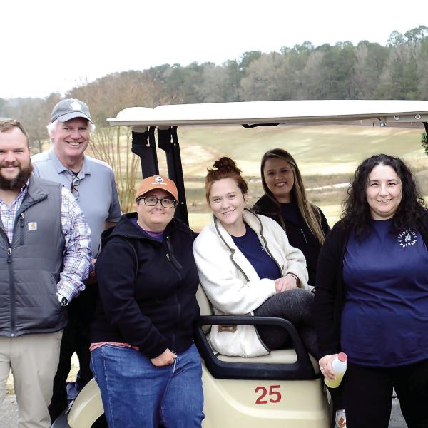L-R: Leadership Putnam 2023-24 members Tiffany Vanstone, Justin Hadden, Ian Tocher, Rindi Daniel, Rachael Bradley, Taylor Addison, Yolanda Rodriguez and A.J. Nugent at the Uncle Remus Golf Course in Eatonton. Not shown: Diane Carter, Lynde Schubert. CONTRIBUTED