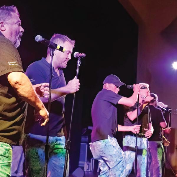 The Swingin’ Medallions on stage. (LEIGH LOFGREN/Staff)