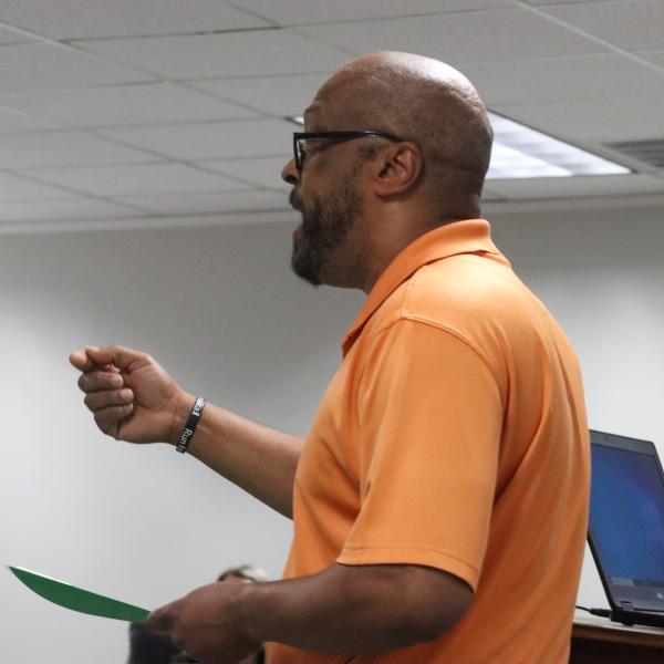 Robert Bailey talks to the Morgan BOC during Tuesday's meeting. LANCE MCCURLEY/Staff