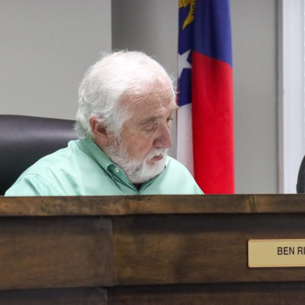 Morgan County BOC Chairman Ben Riden during a July meeting. LANCE MCCURLEY/Staff