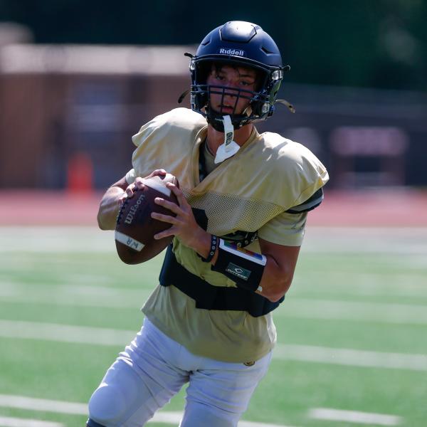 Greene County quarterback Brody Moreno works through a drill during practice earlier this week. LANCE McCURLEY/Staff