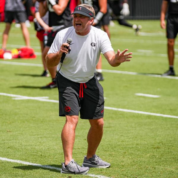 Georgia head coach Kirby Smart during Georgia’s practice session in Athens, Ga., on Friday, Aug. 7, 2026. (Tony Walsh/UGAAA)
