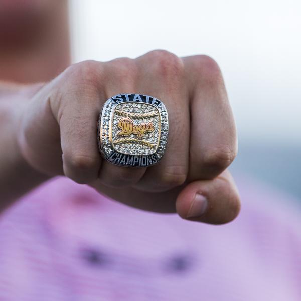 A close-up of Morgan County's state championship ring. SKYLA MORRIS/Staff