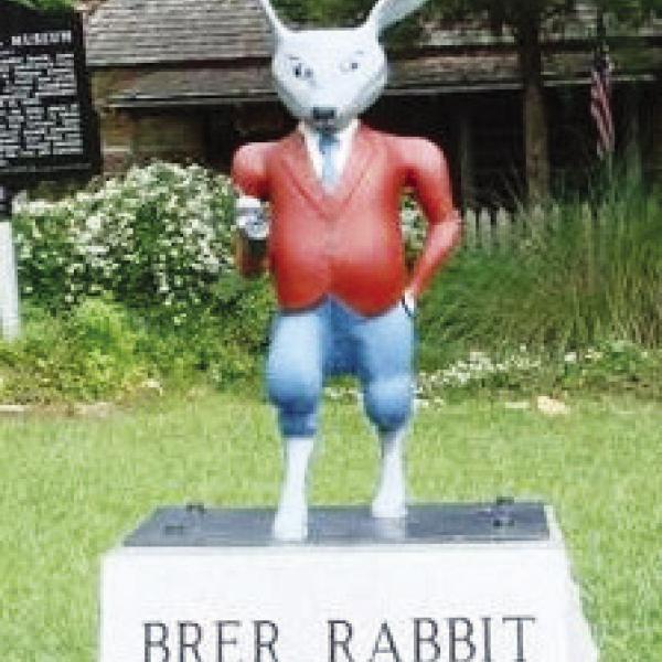 Brer Rabbit, Joel Chandler Harris’ most famous character, stands watch over the unique Uncle Remus Museum in Eatonton. CONTRIBUTED