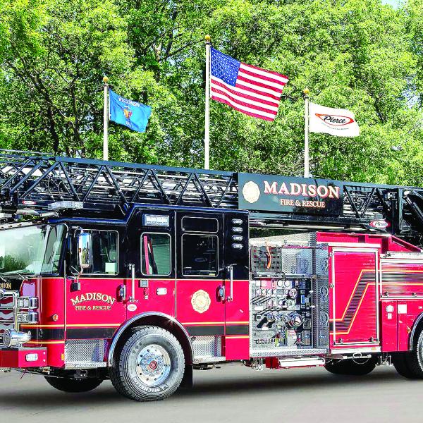The City of Madison's new ladder truck has features that will allow firefighters to contend with growth in the city. (CONTRIBUTED)