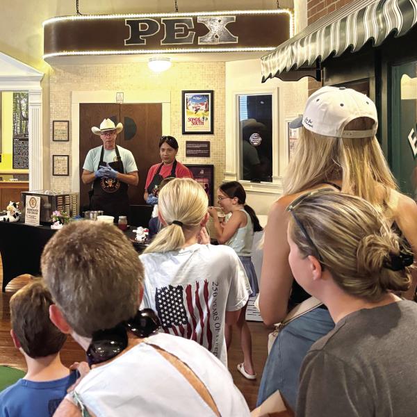 David and Jesse Hodge of Eatonton’s new Crooked D Creamery were on hand for the OSHM Ice Cream Social, explaining the ice cream-making process and giving out free, freshly made samples to an appreciative audience. CONTRIBUTED