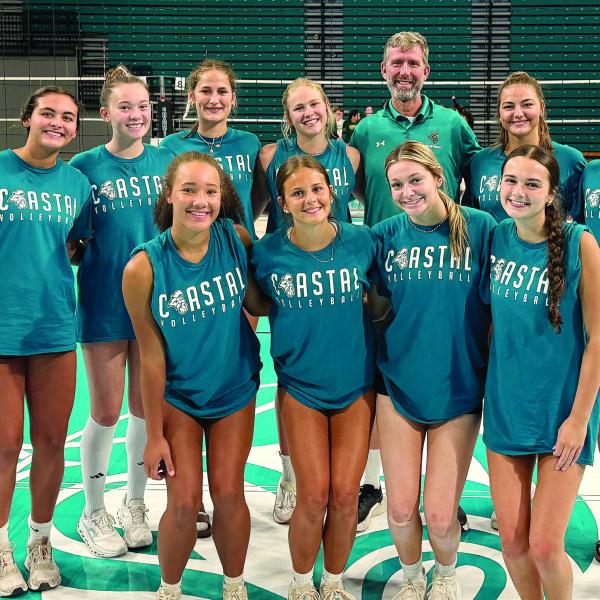 The Morgan County volleyball team poses for a photo after attending a summer camp at Coastal Carolina University. CONTRIBUTED