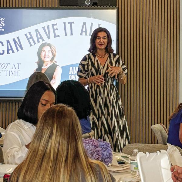 In her talk hosted by the Eatonton-Putnam Chamber of Commerce, Amy Maguire, CEO of The Well, encouraged local women to walk with purpose, hold on to top values, and understand their “seasons in life.” EMME CLAUSE/Staff