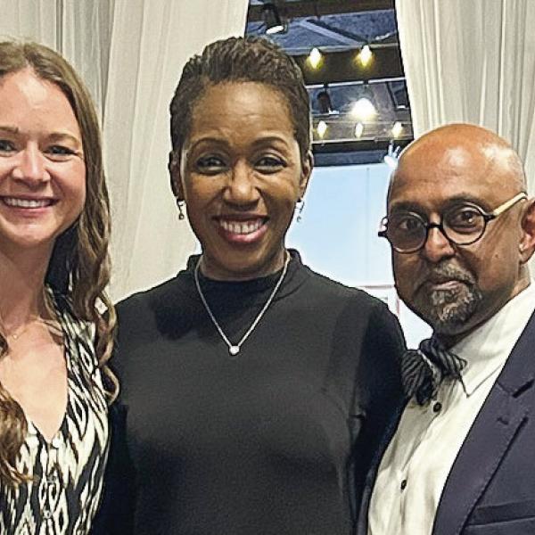 Habitat for Humanity of Putnam’s Katherine Mahlberg (left) and HFHP Executive Director Murali Thiramul welcomed keynote speaker Audrey King, senior vice president of regional external affairs for Georgia Power. CONTRIBUTED