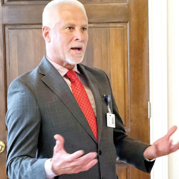 Recently installed Putnam General Hospital CEO Todd Goss addressed EPTAH representatives meeting at the Eatonton-Putnam Chamber of Commerce in downtown Eatonton last Wednesday. IAN TOCHER/Staff