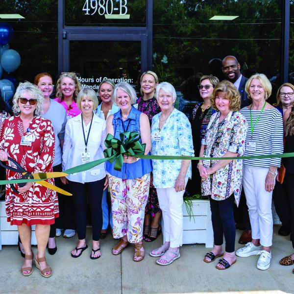 St. Mary's Retail Operations Manager Angie Patterson prepares to cut the ribbon to open St. Mary's Good Samaritan Hospital Upscale Thrift Store in 2025. Photo courtesy of Brock Company Creative CONTRIBUTED