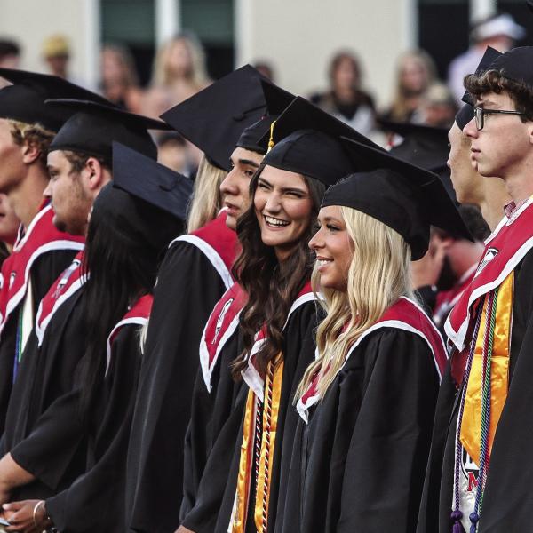 Morgan County High School students stand during the ceremony. (SKYLA MORRIS/Staff)