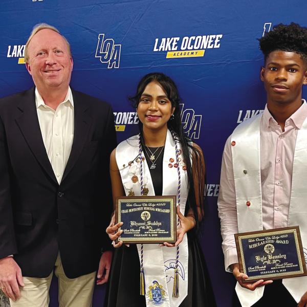 From the Lake Oconee Elks Lodge class of 2022 (left to right): Gabrielle Gruszynski, Idill Ertuk, Frank Rowan (scholarship chairman), Bhumi Sukha, Kyle Beasley and Ally Blythe. CONTRIBUTED