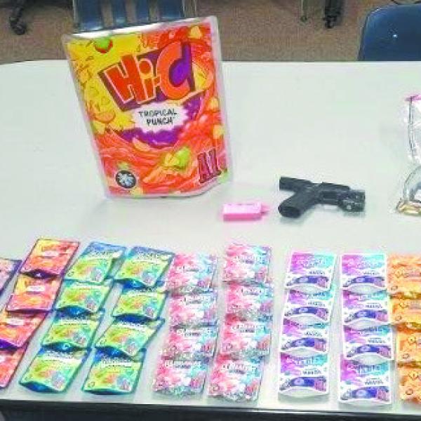 Discovered in the vehicle were a Glock 45 and 63 individually packaged marijuana products. CONTRIBUTED