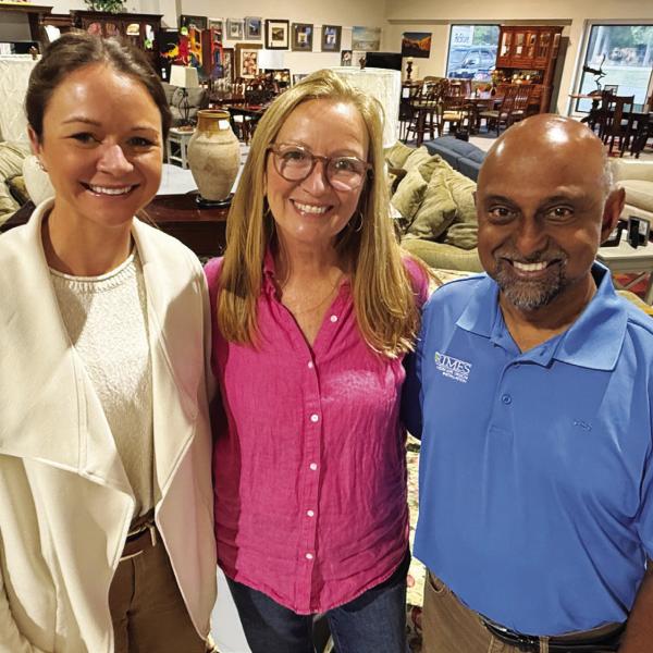 L-R: Putnam County Habitat for Humanity Marketing and Development Manager Katherine Mahlberg, Habitat ReStore Manager Vicki Cottrell, and Executive Director Murali Thirumal are looking forward to Songwriters Night, April 18 at Briarpatch Farm in Eatonton. IAN TOCHER/Staff