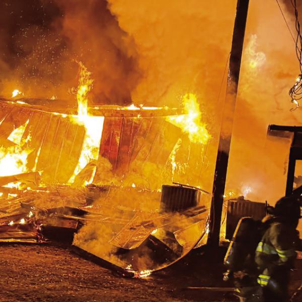 The kitchen of the Bonner’s Triple B Restaurant was engulfed in flames when firefighters arrived. CONTRIBUTED