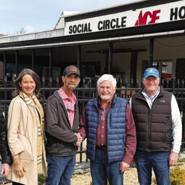 L-R: Neighbors Helping Neighbors board member and Beds for Kidz volunteer Ted Duty, NHN Executive Director Allyn Rippin, Ace Home Center co-owner Ted Callaway, NHN President Bob Massey, and Beds for Kidz Director Stu Scherer. CONTRIBUTED