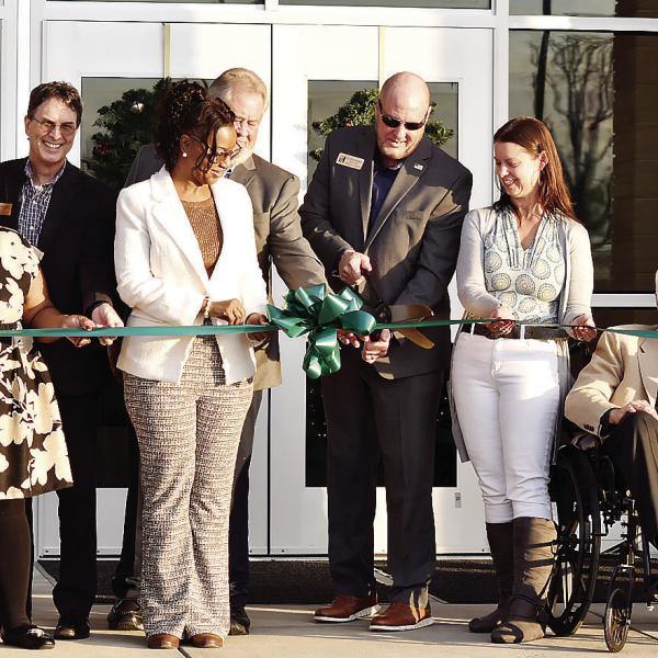 The ribbon is cut for Greene County Elementary School, which will welcome students for the first day of classes Jan. 9. HANNAH BARRON/Staff