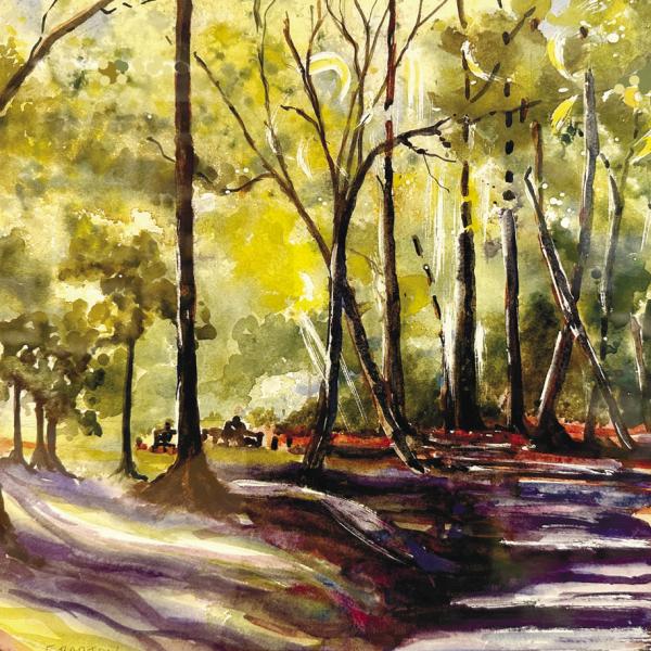 Morning Shadows, Watercolor by Elizabeth Barton