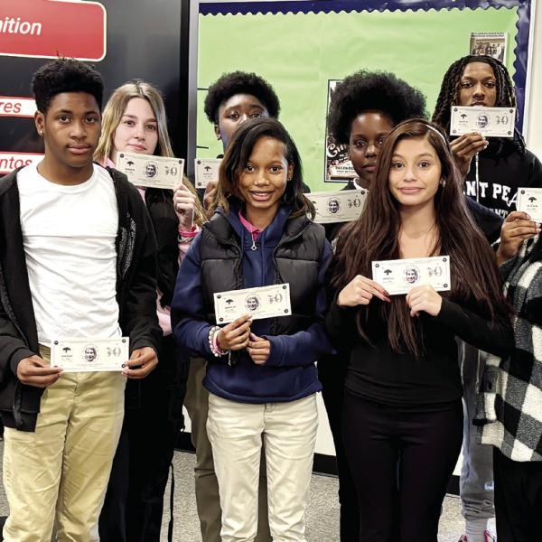 Career Coach Recognition: Members of the Class of 2028 receive Dave Dollars for their achievements and commitment to career development. CONTRIBUTED PHOTOS